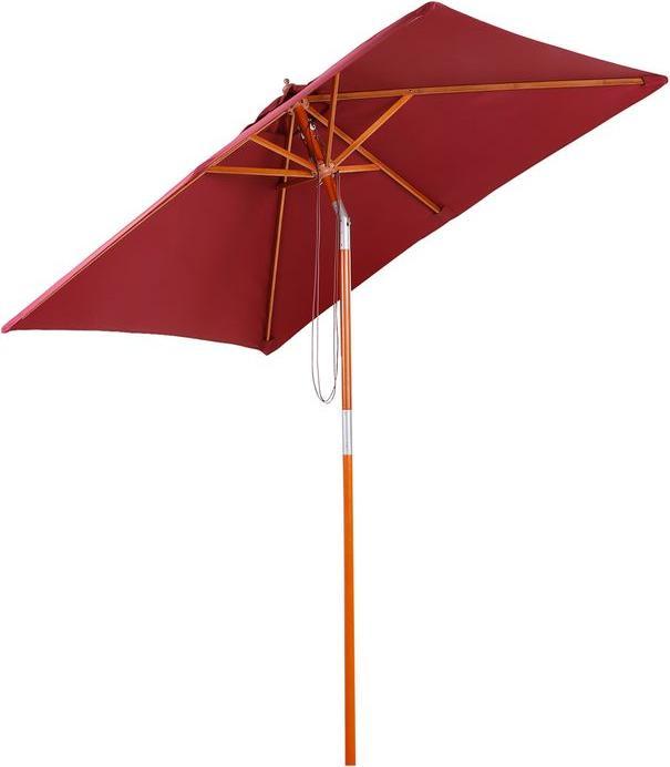 Swisshandel24 Ombrellone a 3 livelli in legno di abete+poliestere rosso vino 200 x 150 x 230 cm (1.50 m)