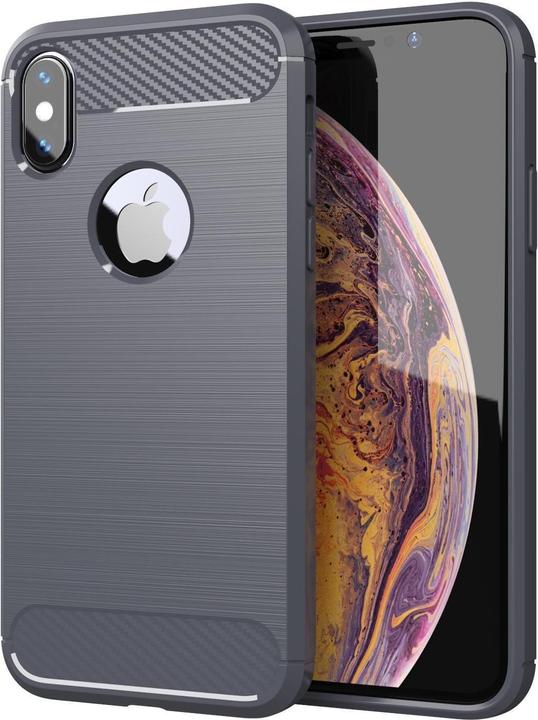 Actual product image Cadorabo TPU Ultra Slim carbon stainless steel Combi Cover (Apple iPhone XS Max)