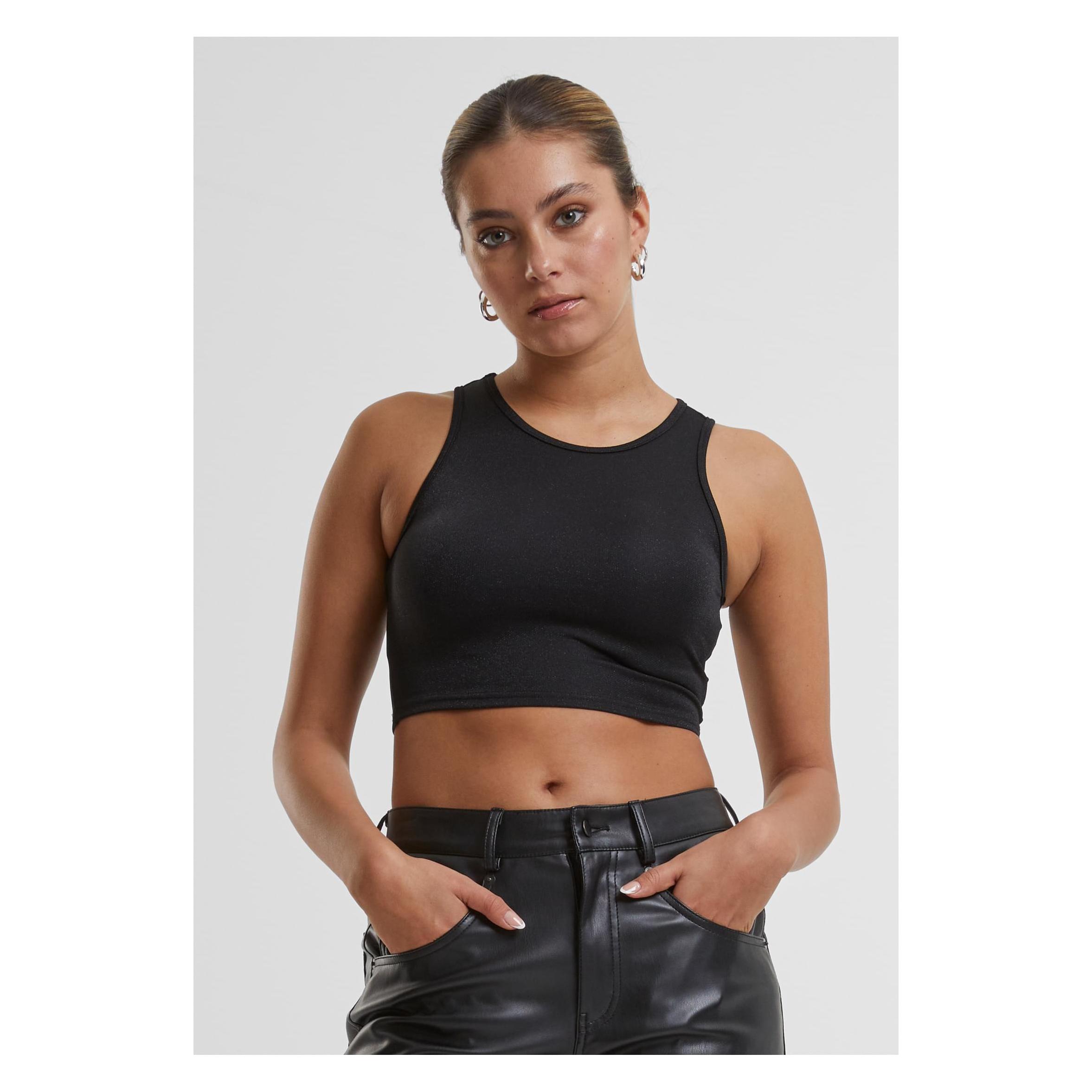 Urban Classics, Damen, Shirts, Kurzes Damen-Top, Schwarz, (M)