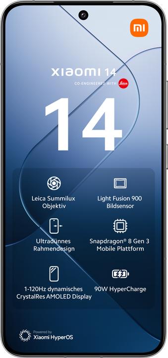 Produktbild Xiaomi 14 (512 GB, White, 6.36", Dual SIM, 5G)