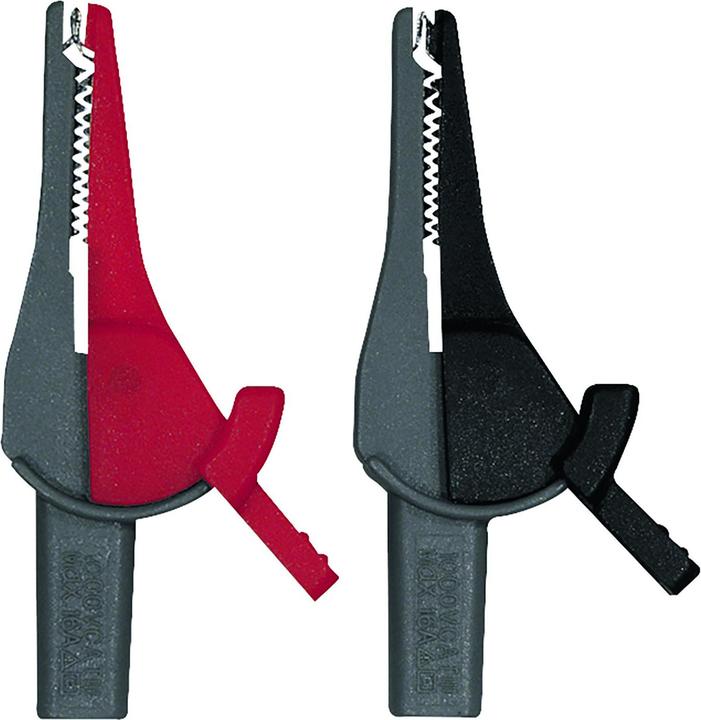 Actual product image Cimco CIM 111480 Crocodile clip, opening approx. 21mm, set of 2 grey/red and grey/black