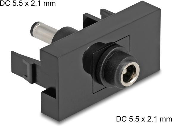 Actual product image Delock Easy 45 module DC 5.5 x 2.1 mm socket to DC 5.5 x 2.1 mm plug black