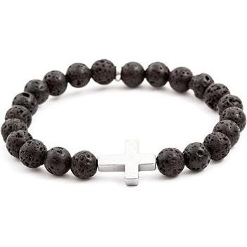 Beneto, Armschmuck, Beaded bracelet made of lava stone and hematite MINK61 - Length: 17 cm, (17 cm, Hematite, Lava Stein...