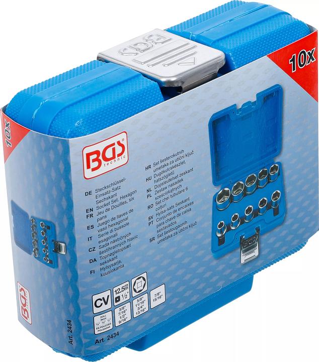 Actual product image BGS Socket Set, Hexagon 12.5 mm (1/2") Drive Inch Sizes 10 pcs. (12.5 mm)