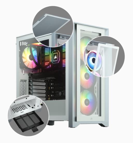 Image du produit Corsair iCUE 4000X RGB Boîtier tour milieu blanc en verre trempé (ATX, mATX, Mini-ITX, E-ATX)