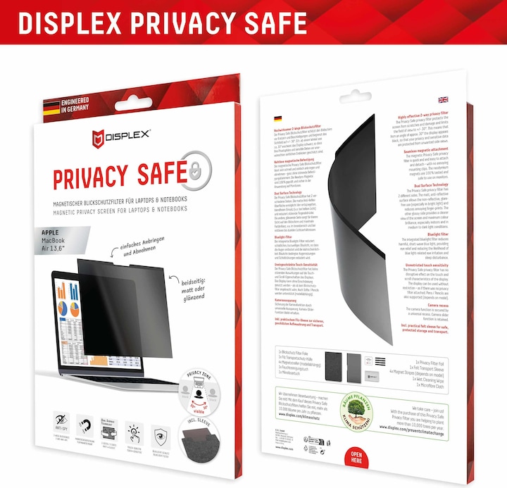 Displex Privacy Safe, Laptop Blickschutzfilter (13.60", 16 : 10)