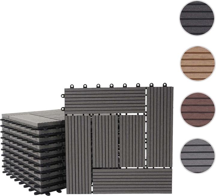Immagine prodotto Swisshandel24 Piastrella per pavimento in WPC Rhone, effetto legno per balconi/terrazzi, 11x ogni 30x30cm = 1mq (11 x, 30 x 30 cm)