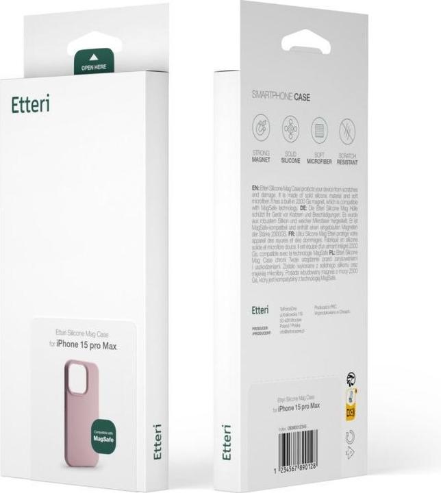 Actual product image Etteri Silicone Mag case for iPhone 15 Pro Max 6,7" light pink (Apple iPhone 15 Pro Max)
