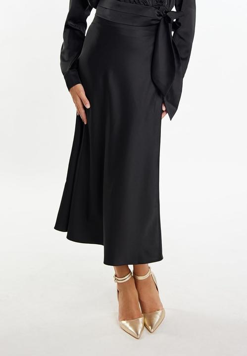 Produktbild Eucaly Damen Midirok aus Satin mit Seitenschlitz (S)