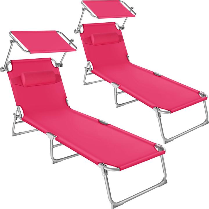tectake 2 Gartenliegen 4-stufig mit Kopfpolster (161 cm)