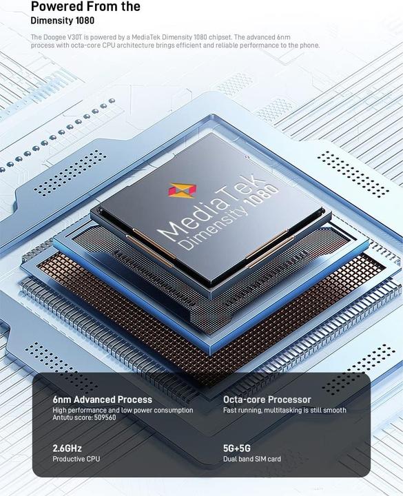 Produktbild Doogee V30T 12GB256GB Black Marble Mobile Brand (256 GB, Black Marble, Dual SIM)