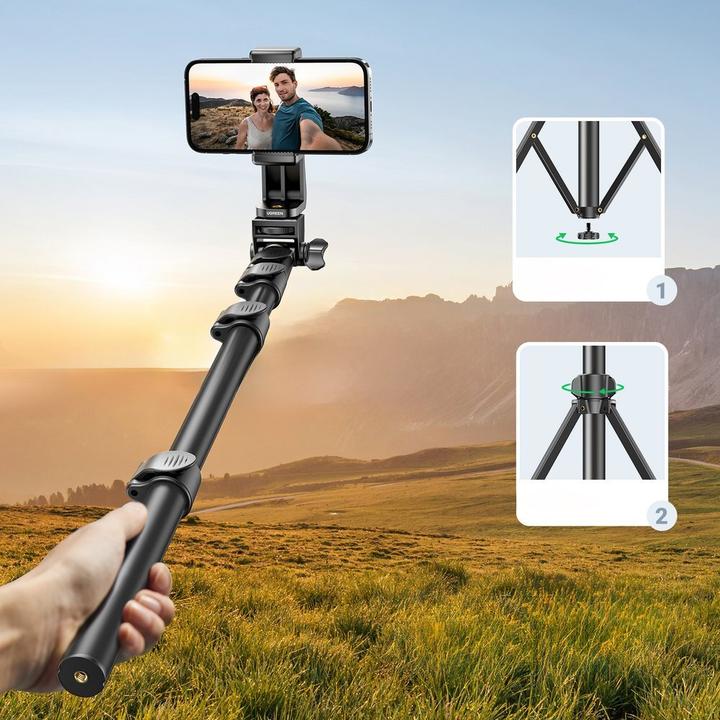 Actual product image Ugreen Selfie stick tripod with Bluetooth remote LP680 1.7m