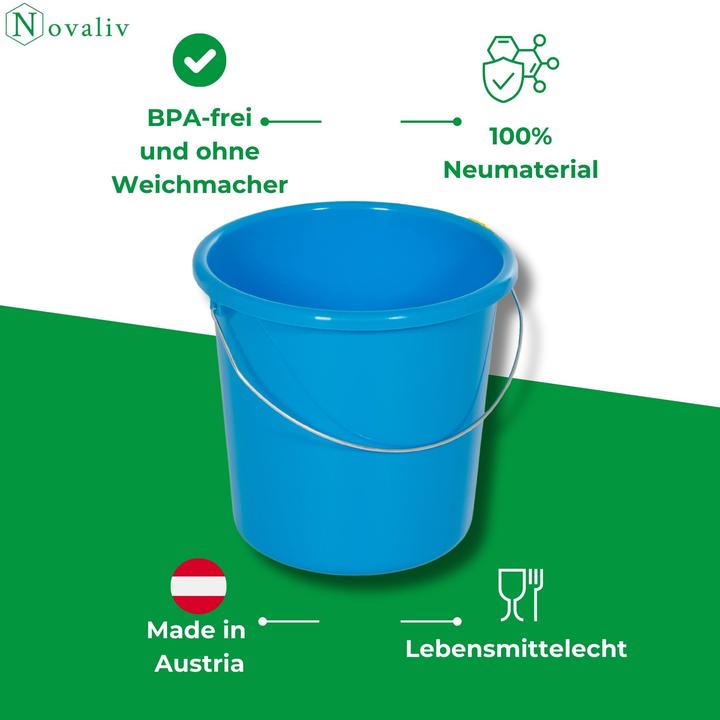 Produktbild Novaliv 3 Stück Eimer 5L Blau mit Masseinteilung - Putzeimer 5 Liter? 22,5 cm Praktischer Allrounder (3 Stk.)