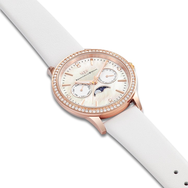 Image du produit Multifonctions Amidala en cuir véritable or rose - 34076 (Montre analogique, 38 mm)