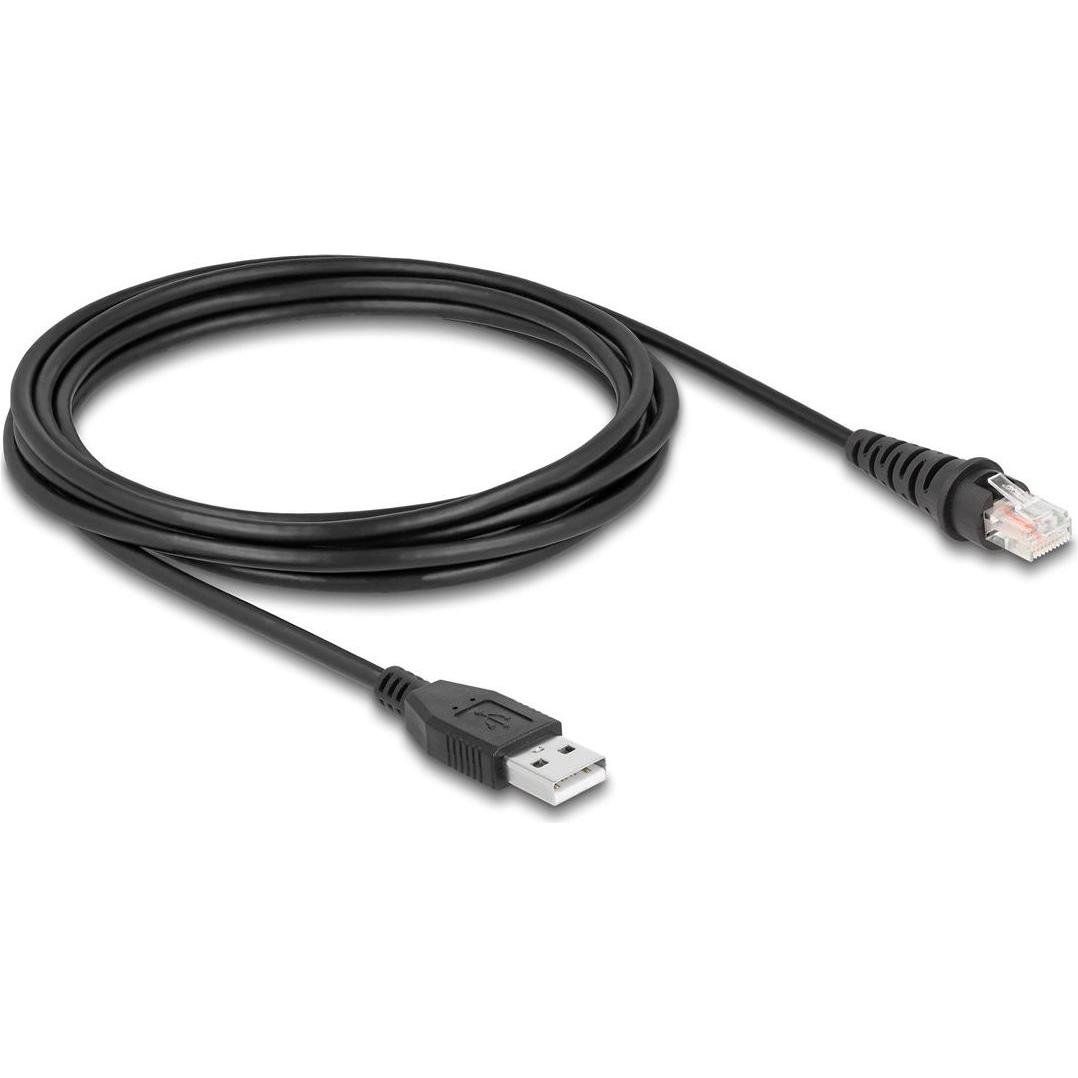 Delock Cavo per scanner di codici a barre da RJ50 a USB 2.0 Tipo-A da 3 m (F/UTP, 3 m), Cavo di rete