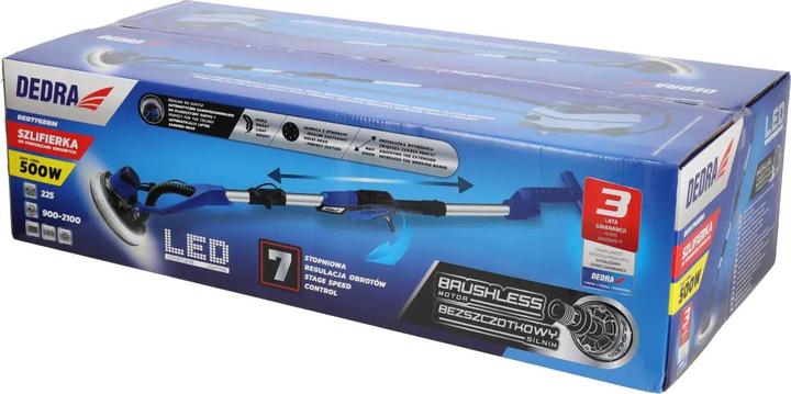 Image du produit Dedra Ponceuse pour cloisons sèches avec bras d'extension 500W, sans balai DED7768BM (Ponceuses murales et de plafond, 500 W)