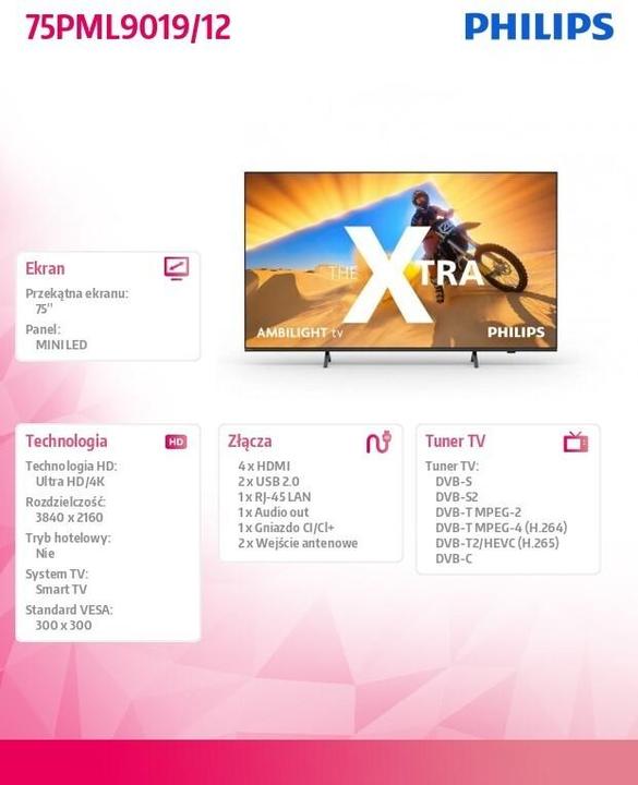 Produktbild Philips Ambilight Xtra 75PML9019 4K Quantum Dot (75", LED, 4K)