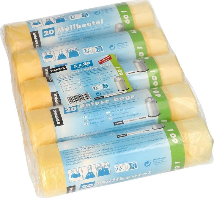 Immagine prodotto Papstar Sacchetti per rifiuti 60 l, 100 pezzi (100 x, 60 l)