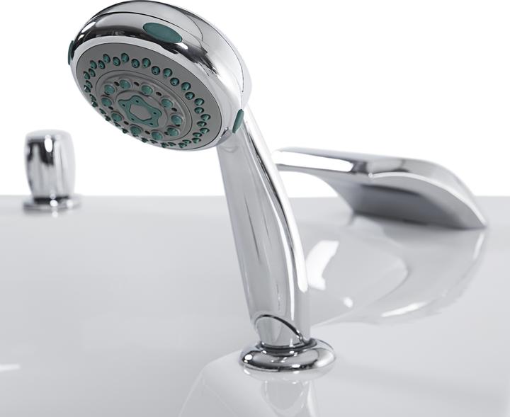 Produktbild Beliani Whirlpool Badewanne weiss Eckmodell mit LED 205 x 145 cm SENADO (205 cm, 150 cm)