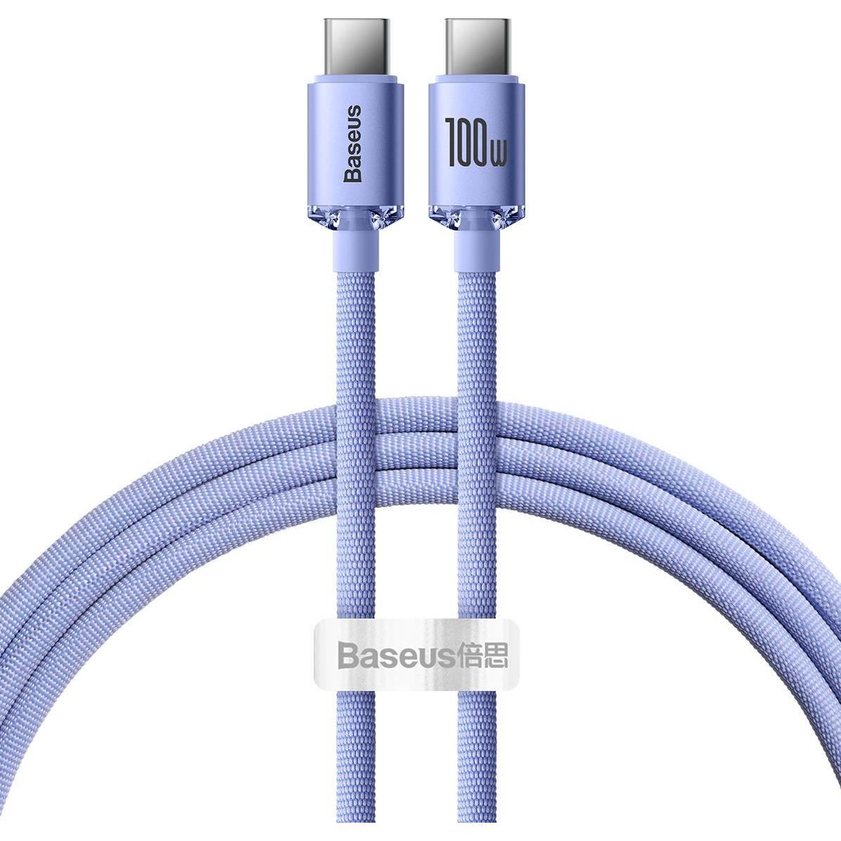 Baseus Crystal Shine Series Fast Charging Data Cable Type-C to Type-C 100W 1.2m Purple (1.20 m, USB 2.0), USB Kabel