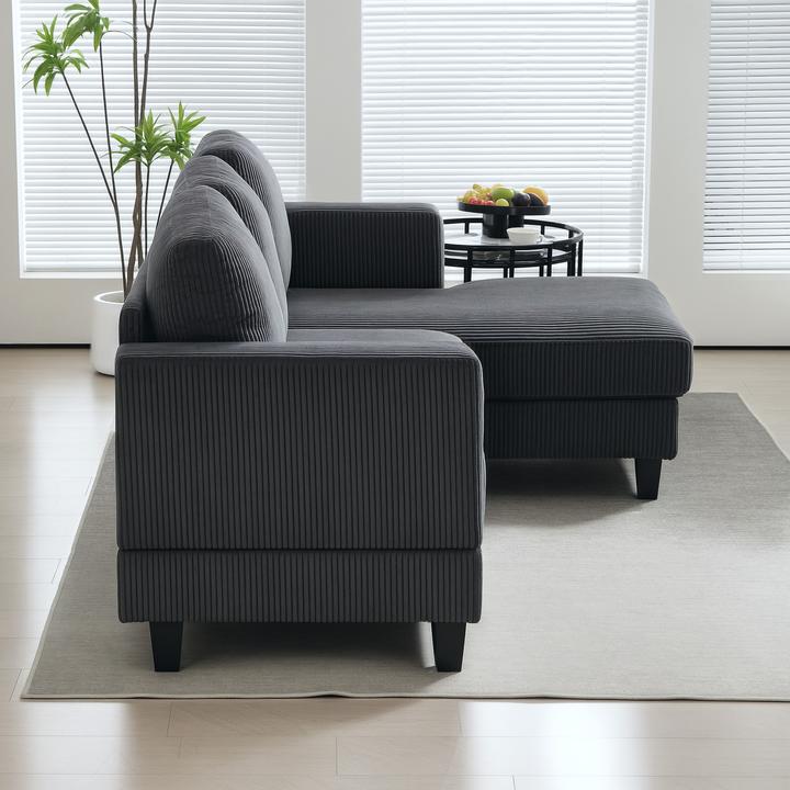 Actual product image Homcom Ecksofa Polyester, Schaumstoff Dunkelgrau (3-seater, Corner sofa)