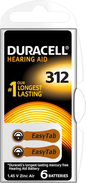 Produktbild Duracell Electronics Easy Tab (6 Stk., A312 / 312 / PR41 / V312A / DA312 / 312A, 185 mAh)