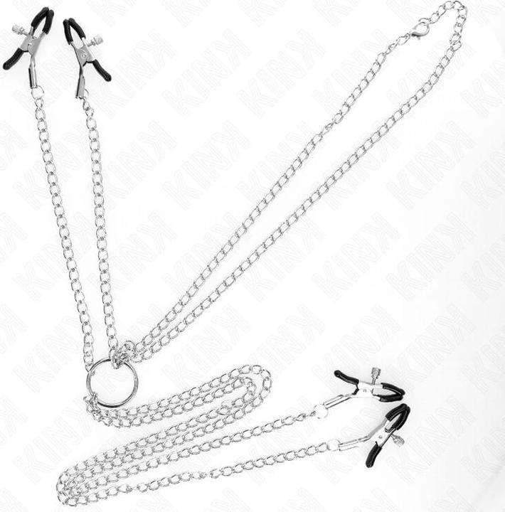 Actual product image Kink 4 adjustable nipple and clitoris clamps, silver
