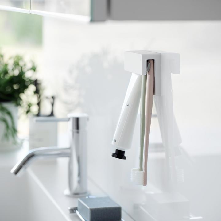 Produktbild Yamazaki Breiter Klebehaken-Zahnbürsten- und Zahnpasta-Halter TOWER