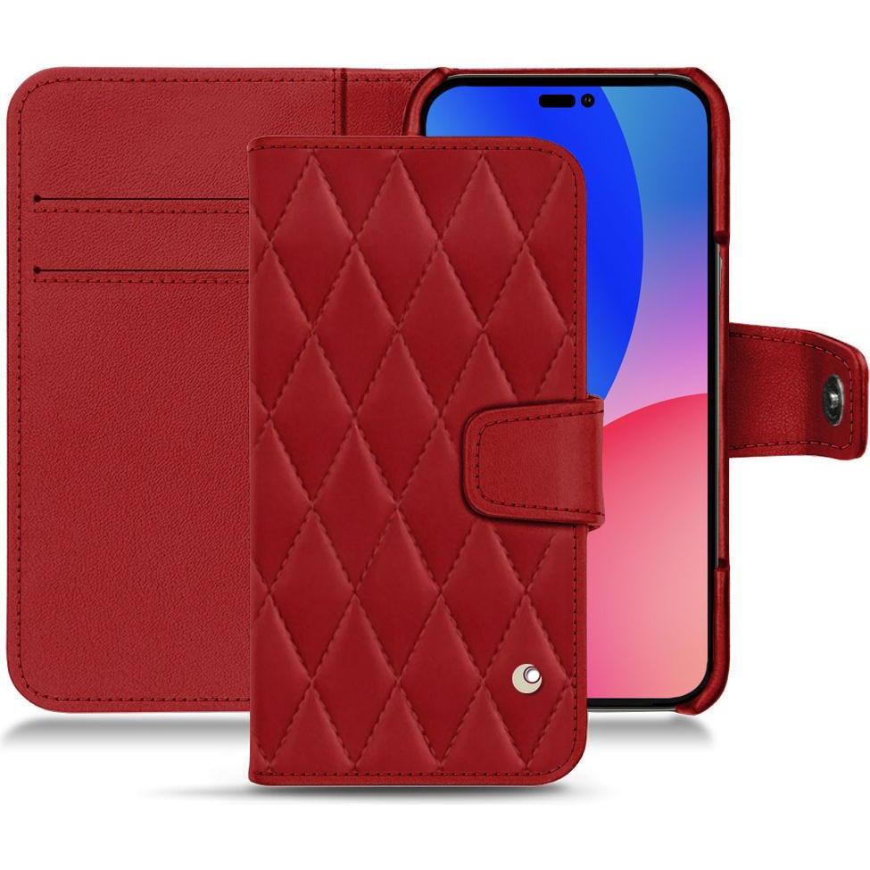 Noreve Lederschutzhülle Wallet (Apple iPhone 14 Pro Max), Smartphone Hülle, Rot