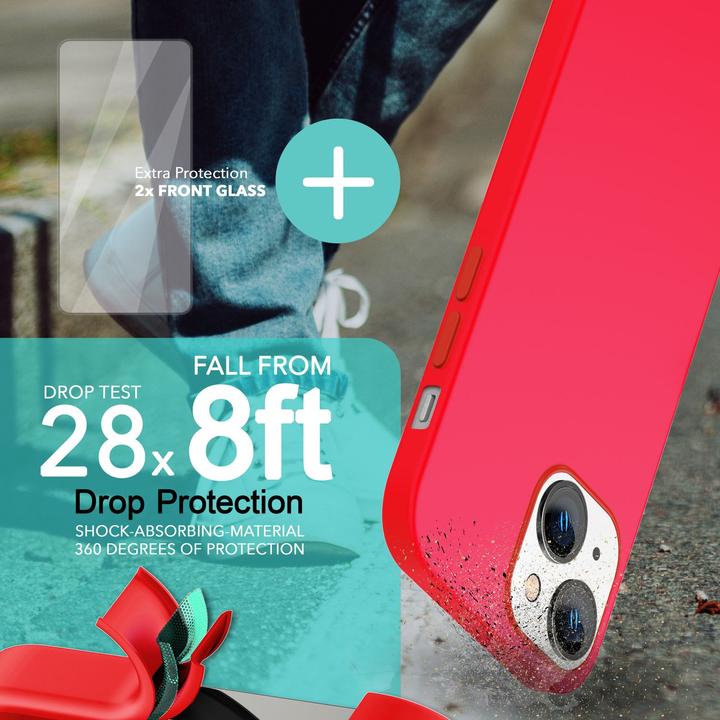 Produktbild Nalia Liquid Silikon Hülle mit MagSafe Funktion & 2x Display Schutzglas (Apple iPhone 14)