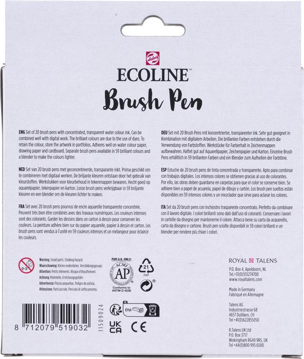 Actual product image Talens Brush pen Ecoline set of 20, line width: B, Brush (20 x)