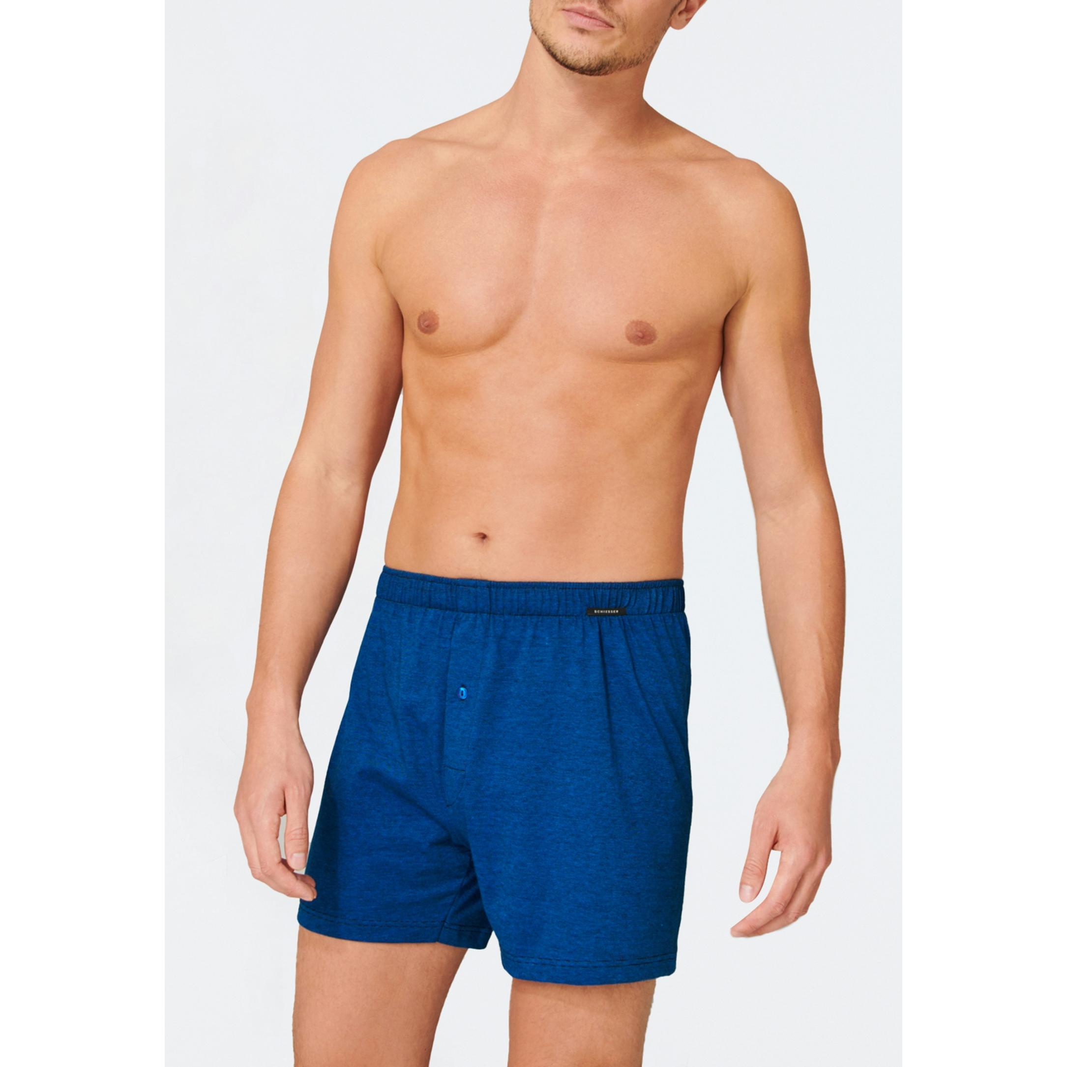 Thumbnail - Schiesser, Herren, Unterhosen, 2er Pack Singel-Jersey Boxershorts, Blau, (S, 2er Pack)