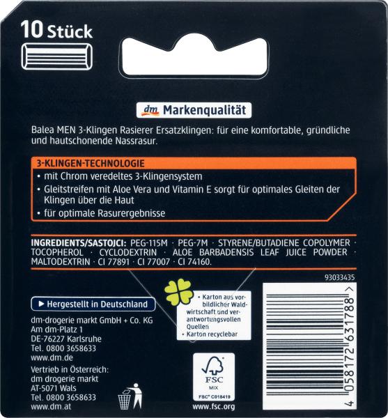 Actual product image dm Balea MEN 3-blade razor blades (10 x)