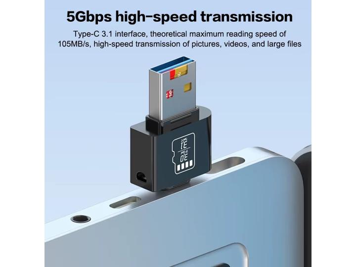Actual product image PowerGuard USB-C USB-A OTG to MicroSD Cardreader Photo File Adapter (USB, Micro USB, USB-C)