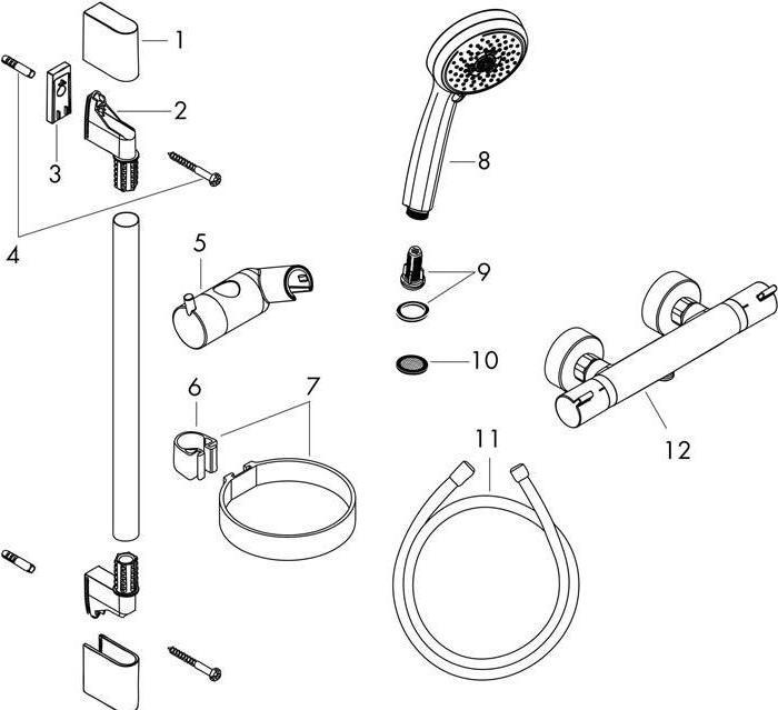 Produktbild hansgrohe Brausenkombi Croma 100 Ecostat 1001 SL u. Brausestange Unica 27085000