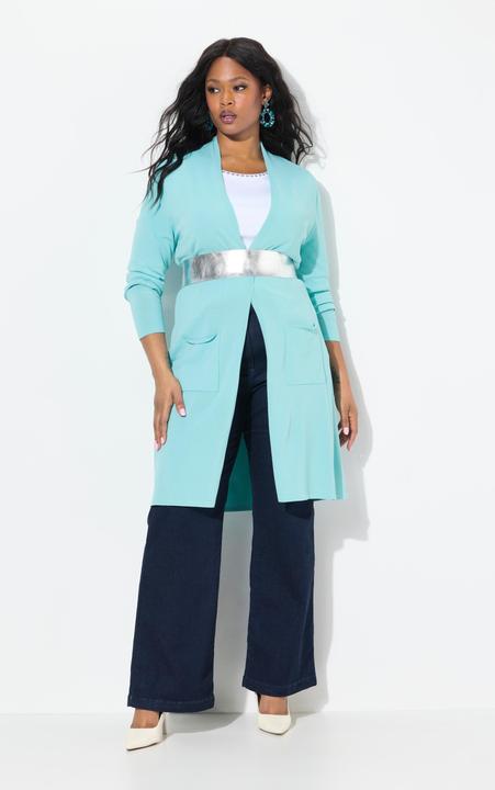 Produktbild Ulla Popken Long-Strickjacke, Stehkragen, offene Form (46, 48)
