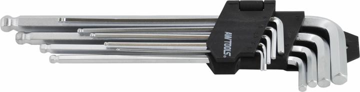 Image du produit Awtools KLUCZE SZEŚCIOKĄTNE Z KULKĄ / 1,5-10mm / 9 elem. 1.5/2/2.5/3/4/5/7/8/10cm DŁUGIE