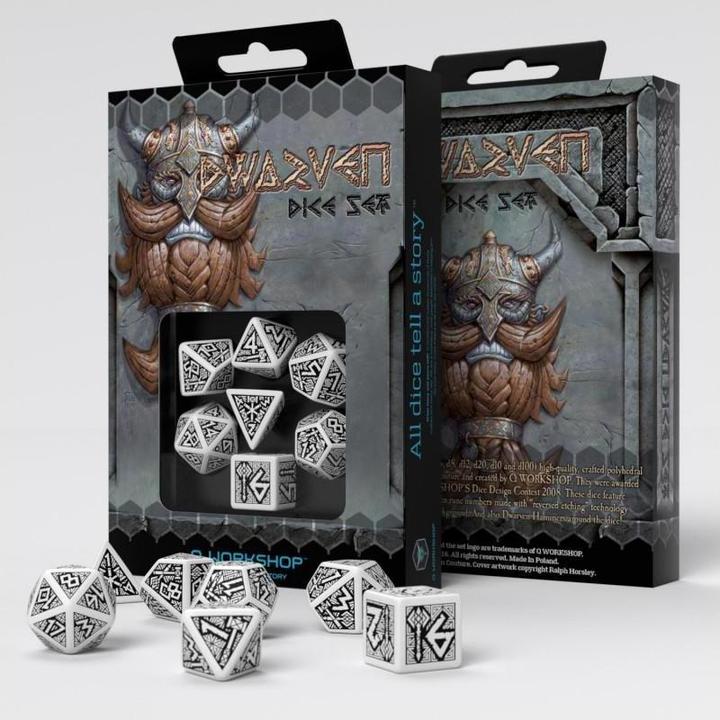 Actual product image Q Workshop SDWA02 - Dwarf dice set white & black (7 pieces)