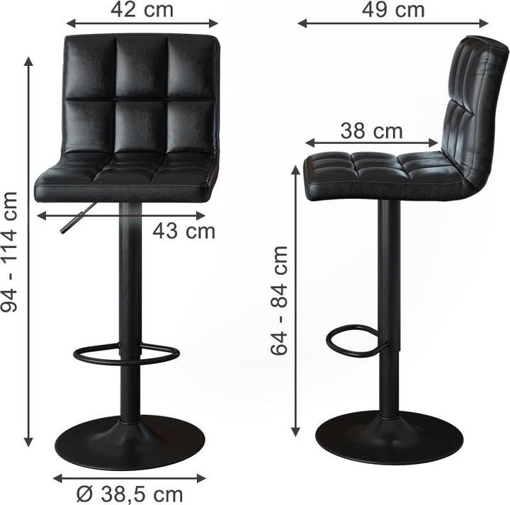 Produktbild Vicco Barhocker 2er Set Sena, Schwarz, 42 x 94 cm