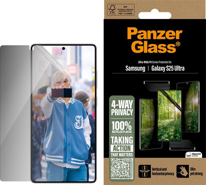 Actual product image PanzerGlass Eco Matrix 4-way Ultra-wide Fit (1 Piece, Samsung Galaxy S25 Ultra)