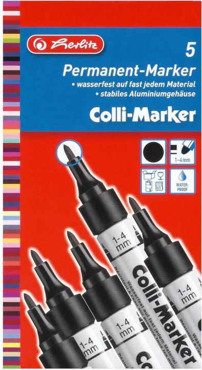 Produktbild Herlitz Permanent-Marker Colli 1-4 mm, 5 Stück, Schwarz (5x)