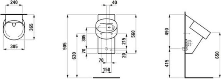 Actual product image Laufen Val suction urinal, without holes for lid mounting, rimless, with elect. Control, Bluetooth