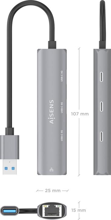 Produktbild Aisens ASUC-4P037-GR (4 Ports)
