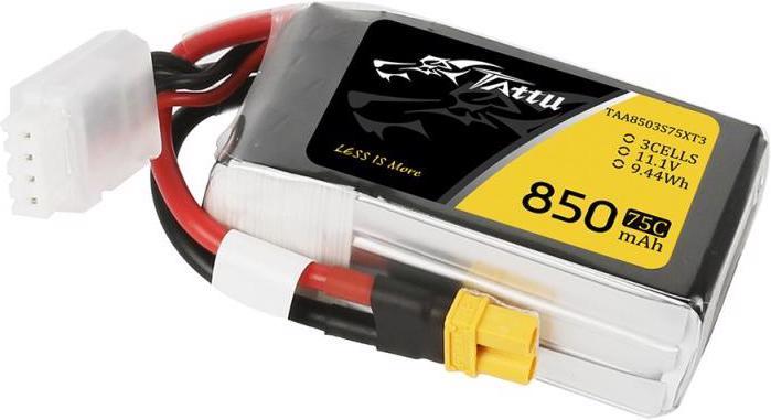 Image du produit Tattu Accu RC LiPo 850 mAh 11.1 V 75C (11.10 V, 850 mAh)