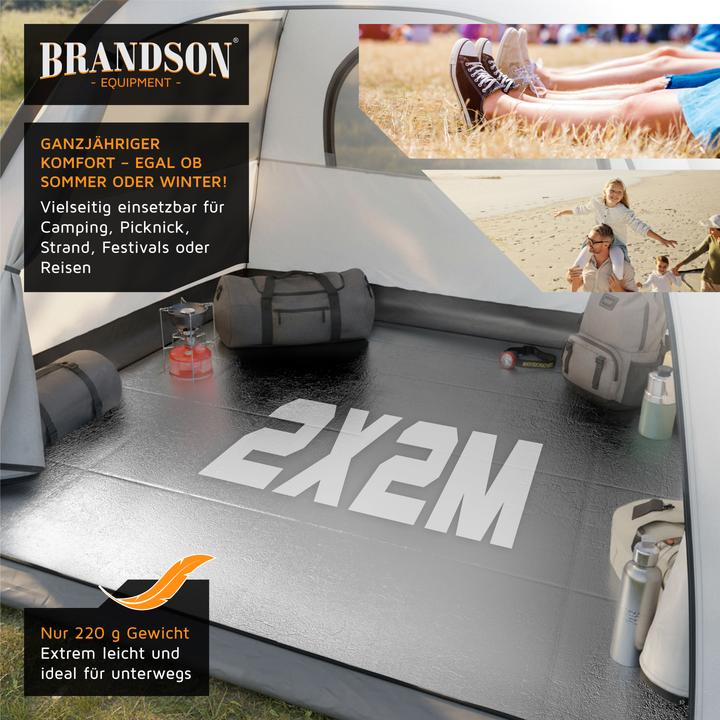 Produktbild Brandson Isomatte faltbar, Campingmatte, outdoor, ultraleicht, Aluminium, EPE-Schaum, 2x2x0,02 m, 200x200 cm
