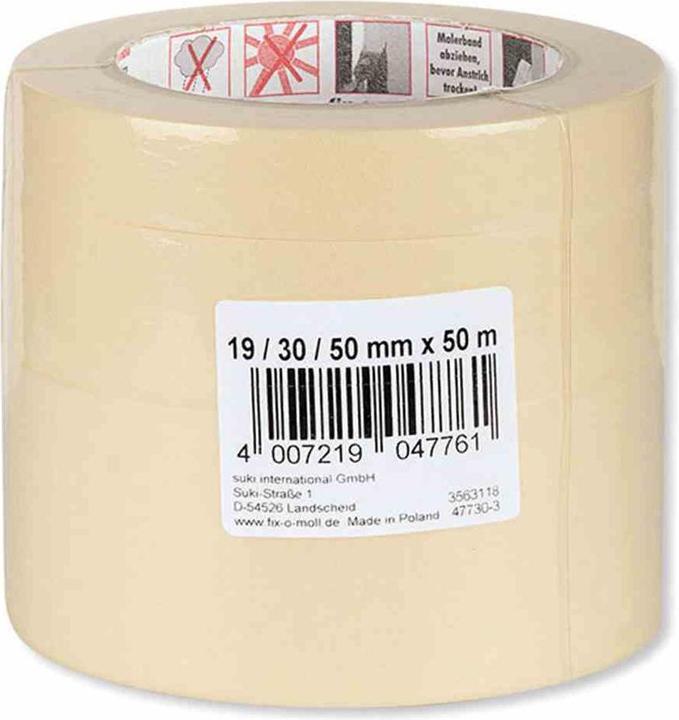 Fix-o-moll Flat crepe tape Eco 50 m 19/30 / 50 mm 3 pieces self-adhesive, 3563118 (110 mm)