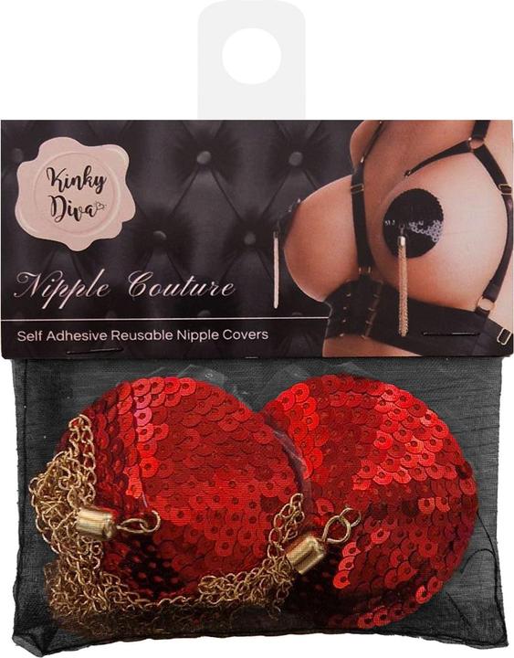 Actual product image Kinky Diva Sequin Nipple Covers w Chain