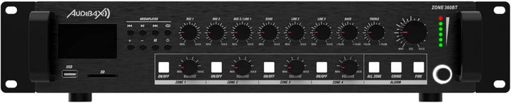 Actual product image Audibax Multi-Zone Bluetooth Amplifier with 360W Output, USB, SD, and Mixer Controls