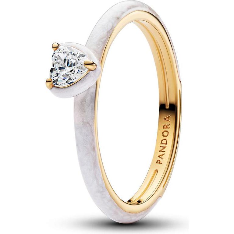 Pandora, Anello, Herz 14 Karat vergoldeter Ring, (52, 925 Argento)
