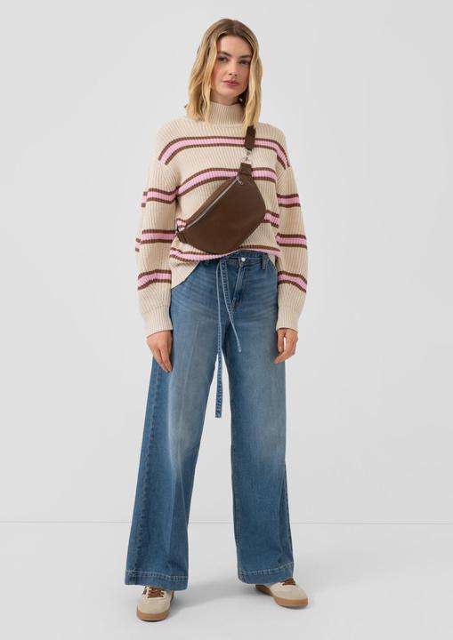Produktbild s.Oliver Strickpullover Relaxed Fit Strickpullover mit Streifenmuster und Stehkragen (38)